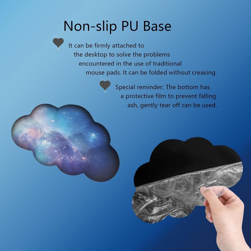 WFCYGL Cloud Wrist Rest Keyboard Galaxy Mouse Pad Set Gradient Blue Large Desk Mat Ergonomic Space Wrist Pad Memory Foam Non-Slip Stars Wrist Support for Computer Laptop Gaming Home Office Relief Typing Pain - Image 4